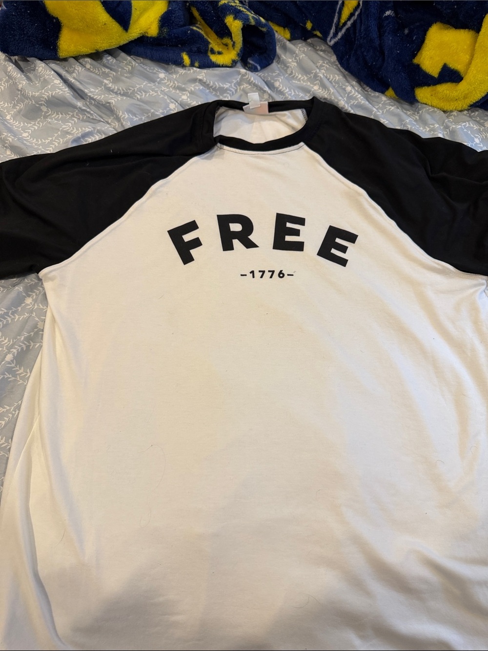 LuLaRoe Black & White Raglan Long Sleeve Tee with FREE 1776 Graphic